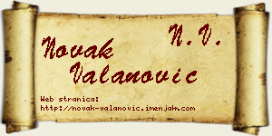 Novak Valanović vizit kartica